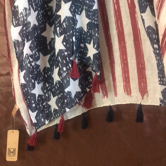 NWT USA Flag patriotic lightweight open kimono tassels OS boho summer cover up - Picture 8 of 15